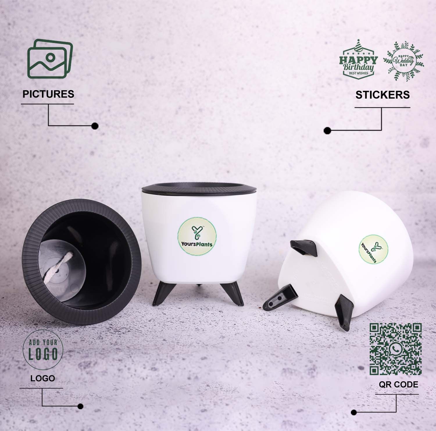 White Lagos Self Watering Pot, Pack of 2_4