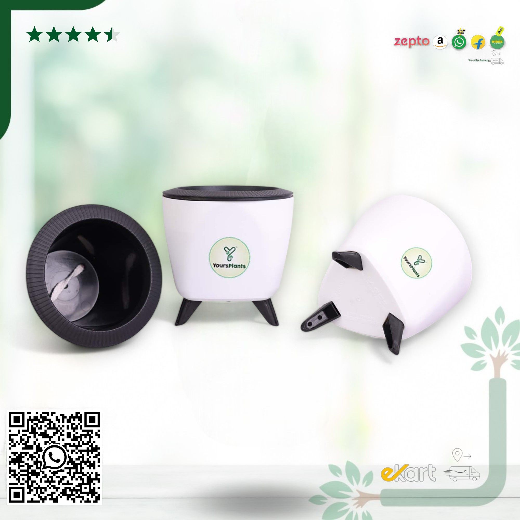 White Lagos Self Watering Pot, Pack of 2_0