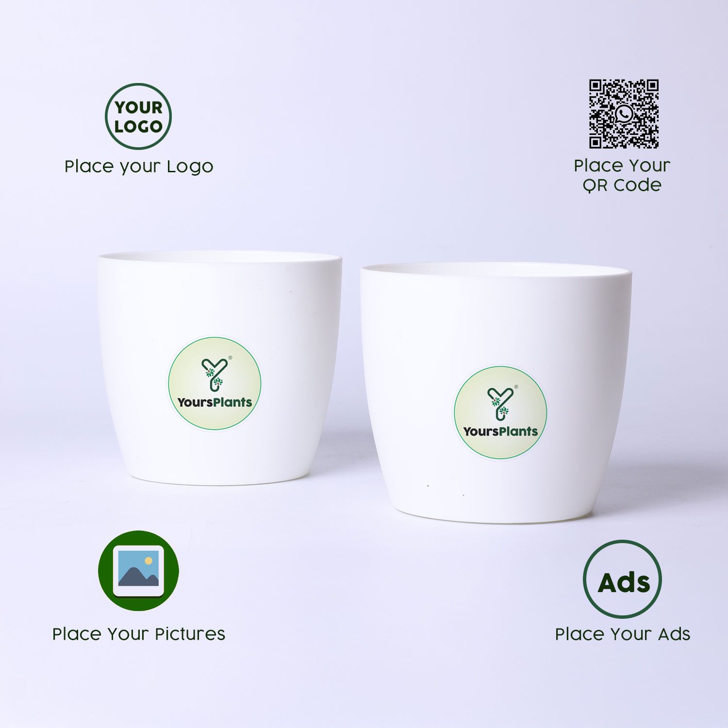 White Ronda 1110 Planter - Fits 4''Growser Pot Plants {Free Organic Pot Mix} Pack of 2_2