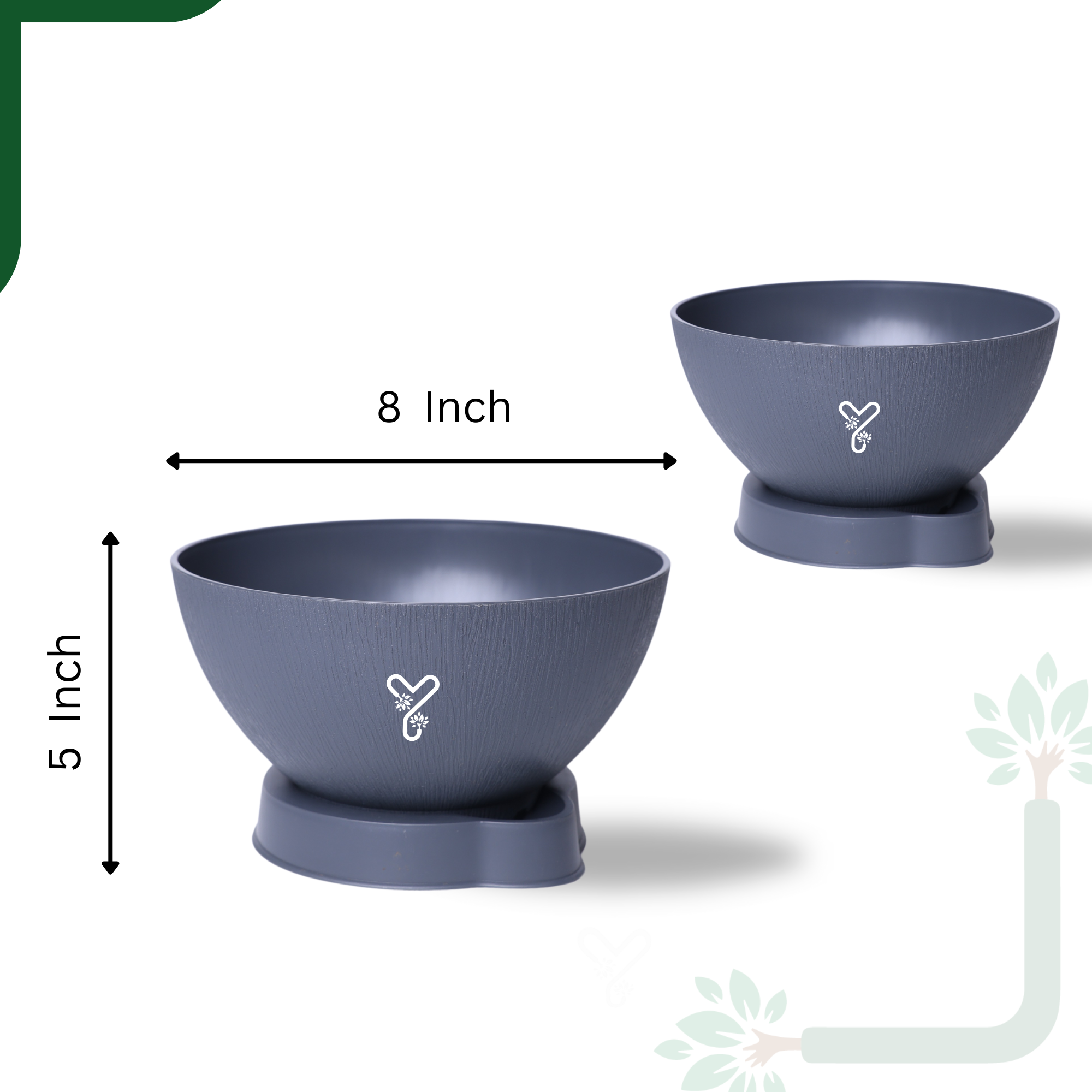 Grey Ara 20 Self-Watering Bowl Pot - 7.9-Inch with Smart Tray & Wick, Pack of  02_1