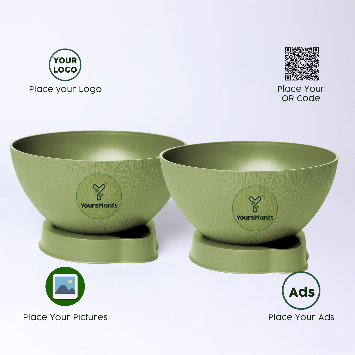 Olive Ara 20 Self-Watering Bowl Pot - 7.9-Inch with Smart Tray & Wick, Pack of  02_2