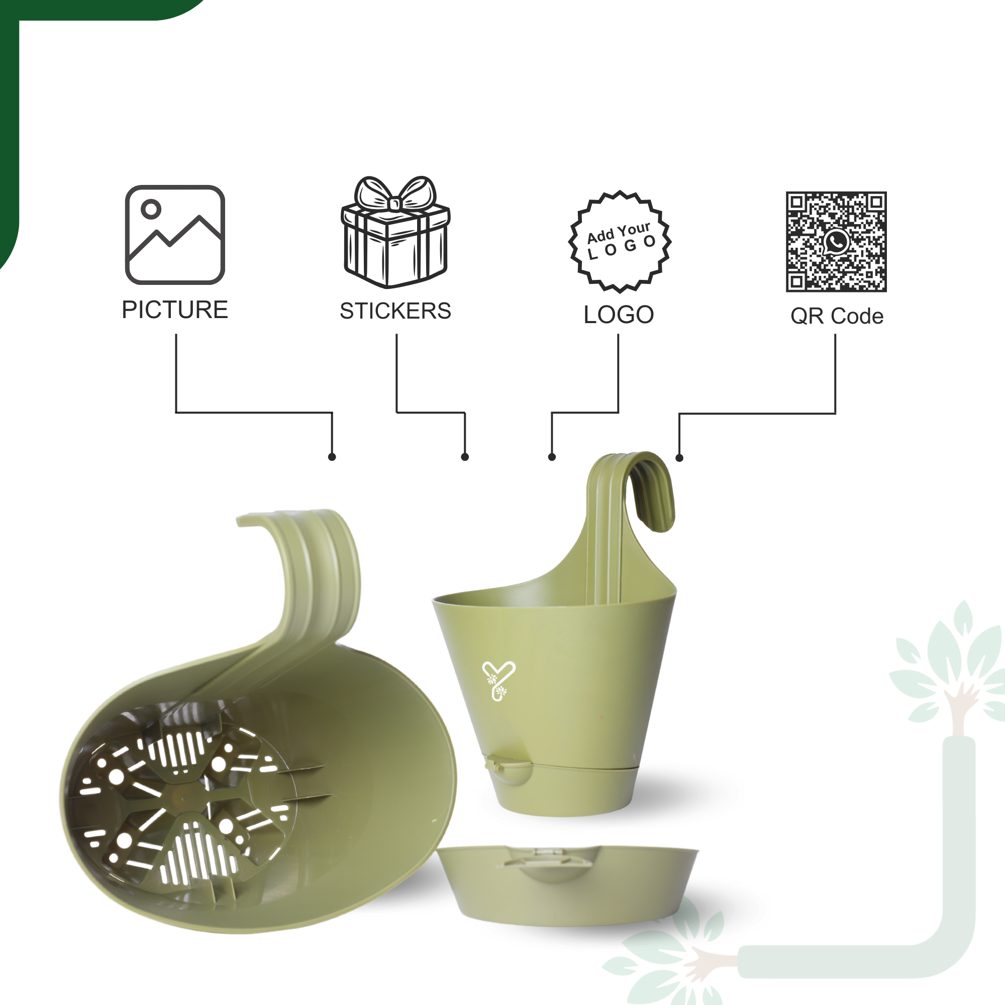Olive Railing Hook,Self-Watering Pot-Pack of 2_2