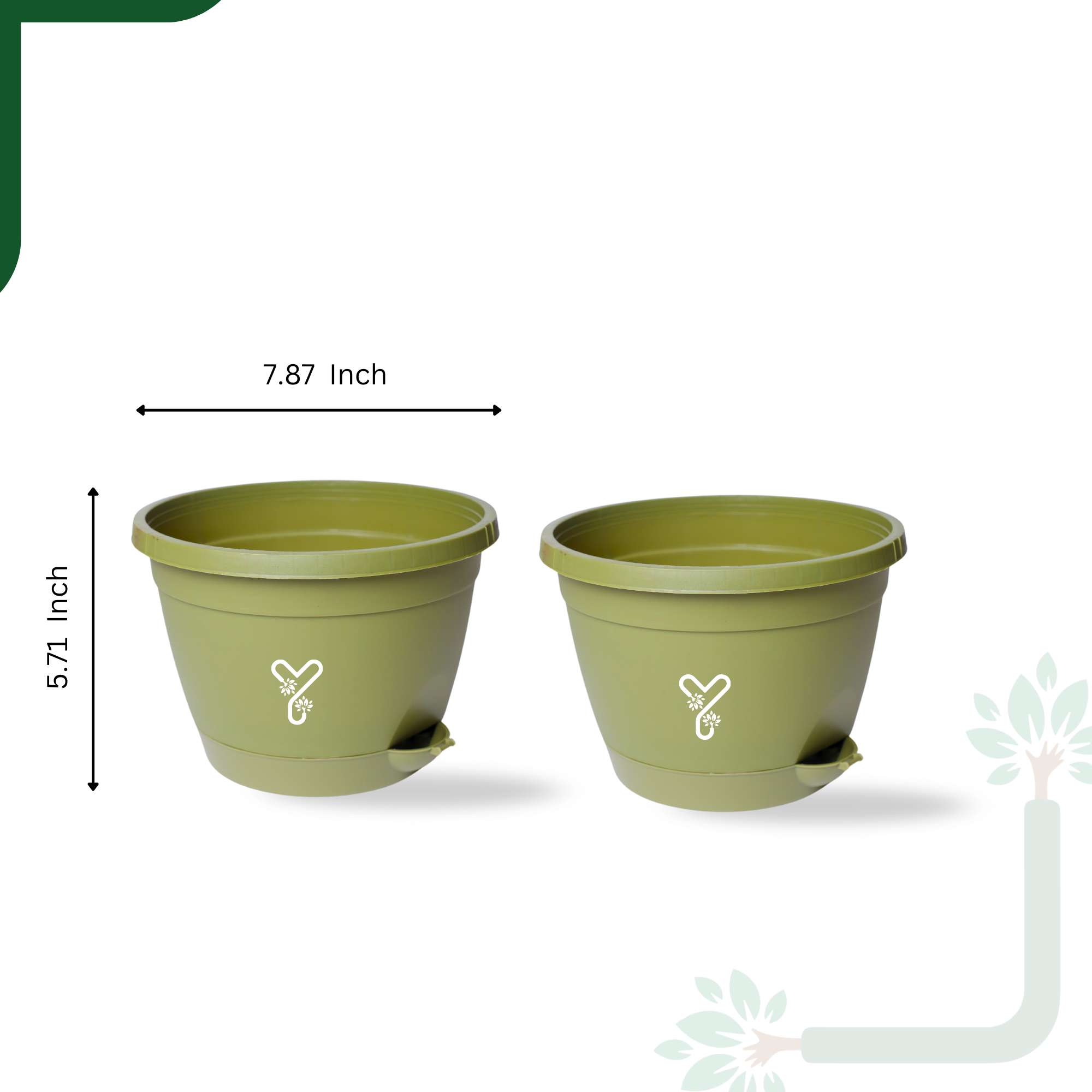 Olive Hanging Self Watering Pot, 8inch, Vertical Hook & 12.5'' Chain | Pack of 2_1