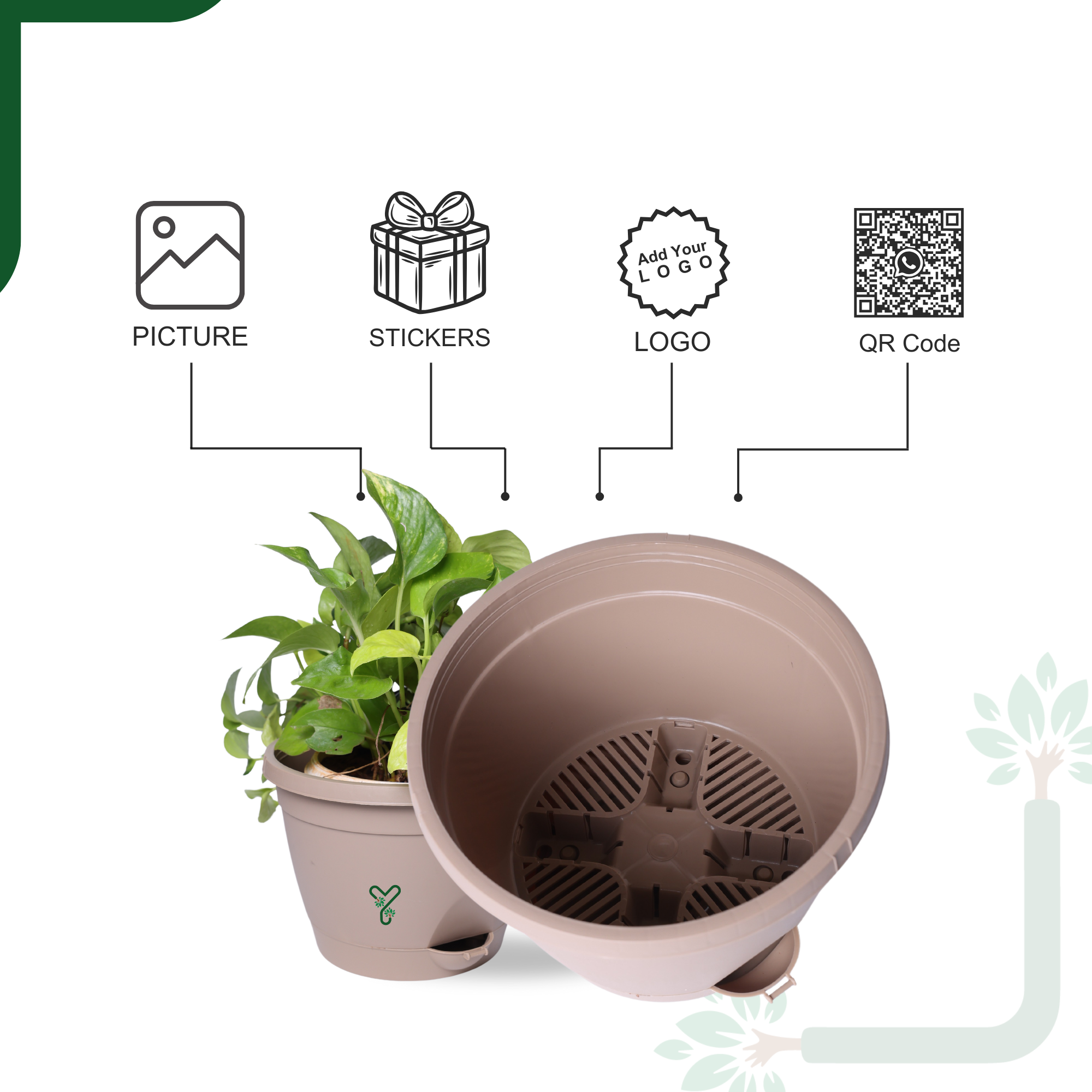 Rock Brown Hanging Self Watering Pot, 8inch, Vertical Hook & 12.5'' Chain | Pack of 2_2