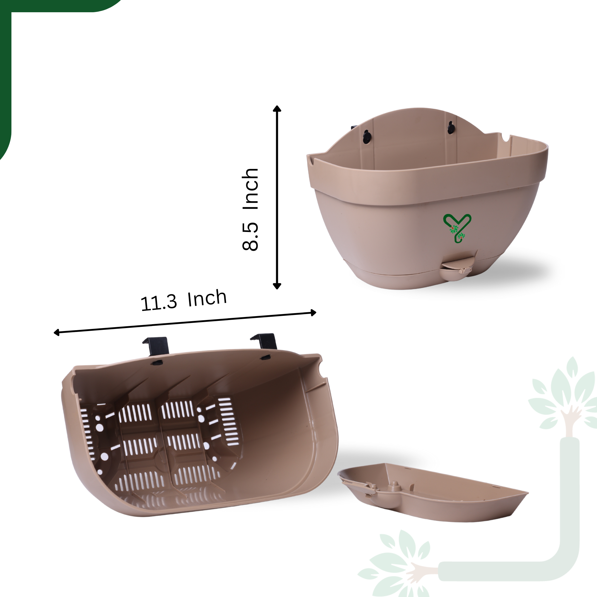 Rock Brown Vertical Garden Wall Mounted Self Watering Pot with Hook | Pack of 2 _1