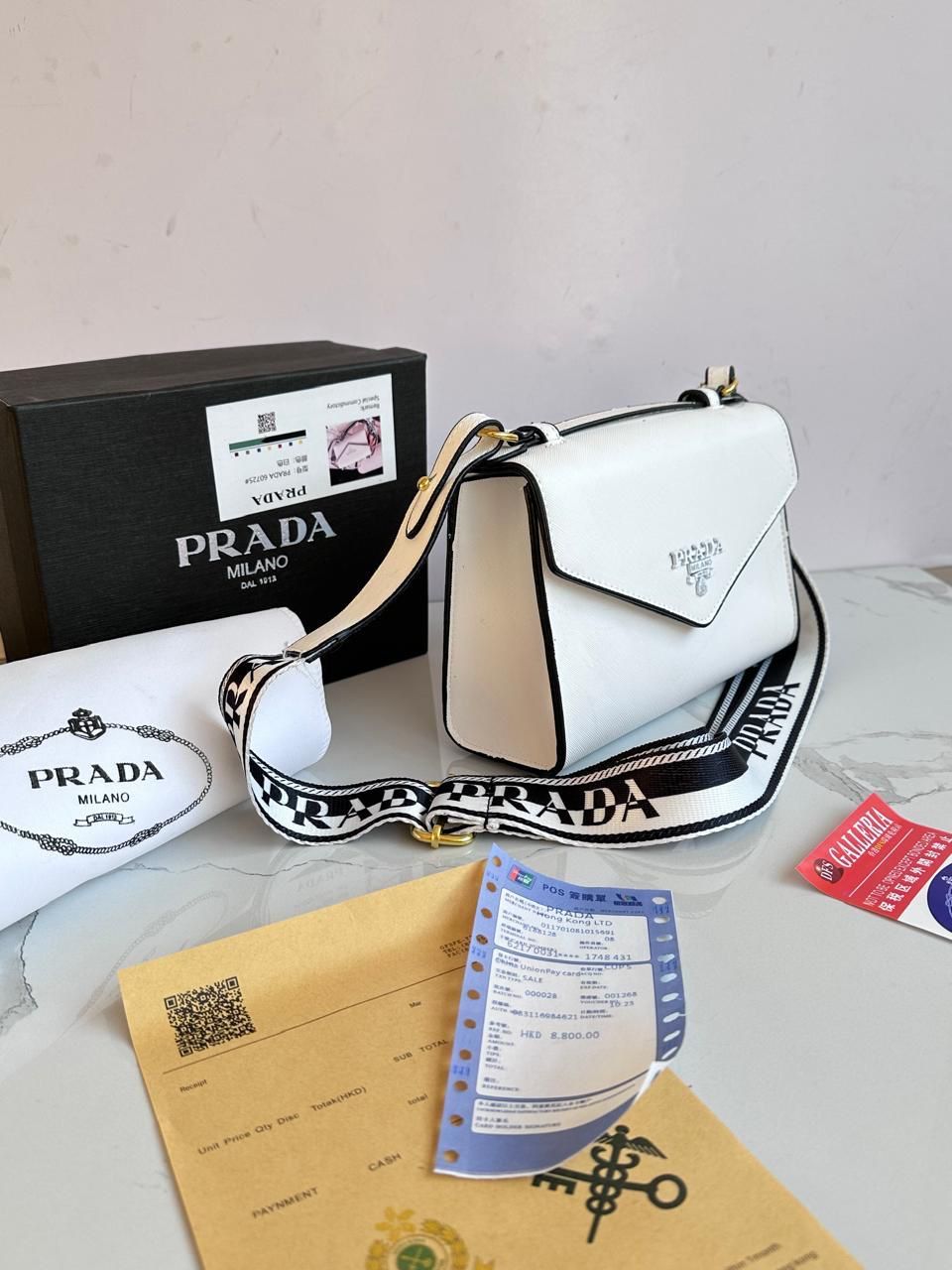 Prada white Messenger Bag_1