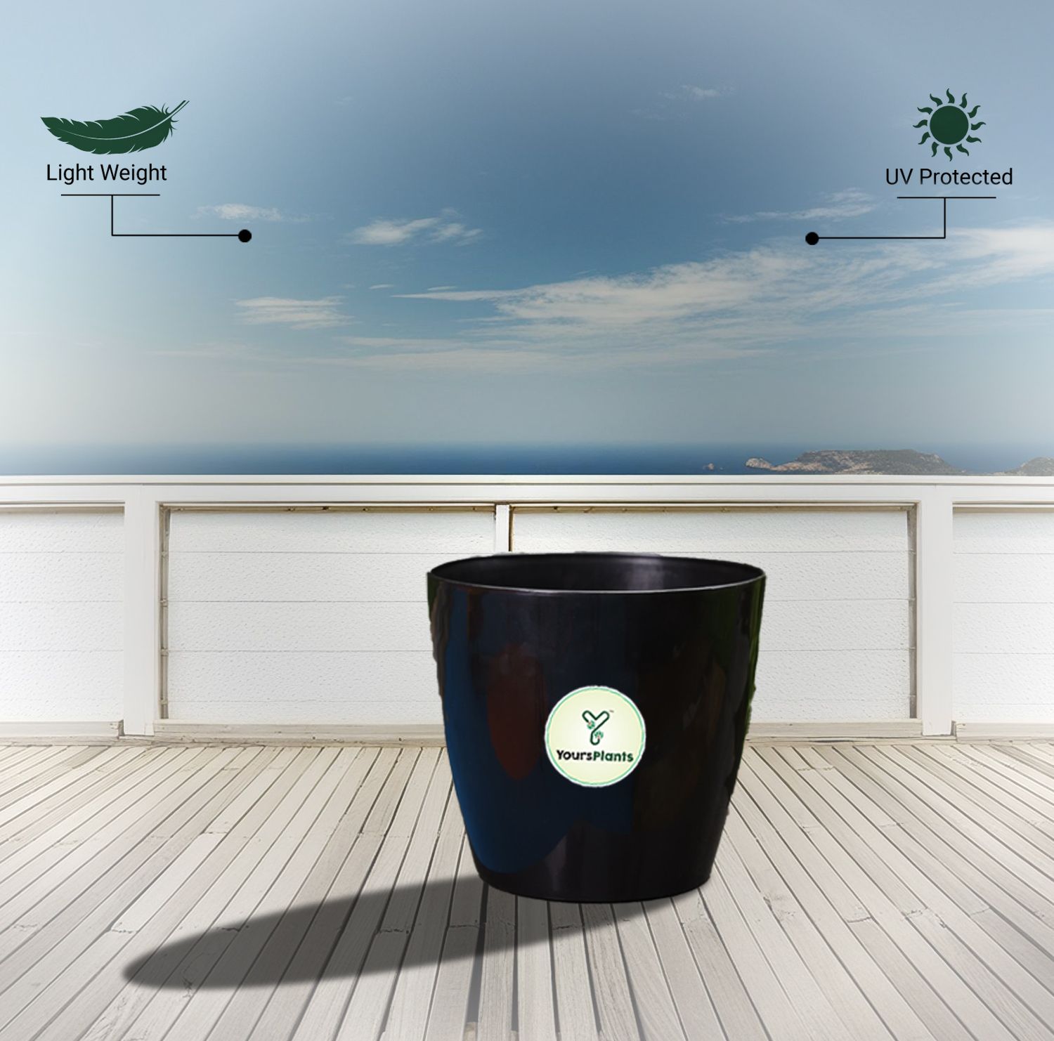 Large Planters with Wheels | 12Inch Planter | Black_7