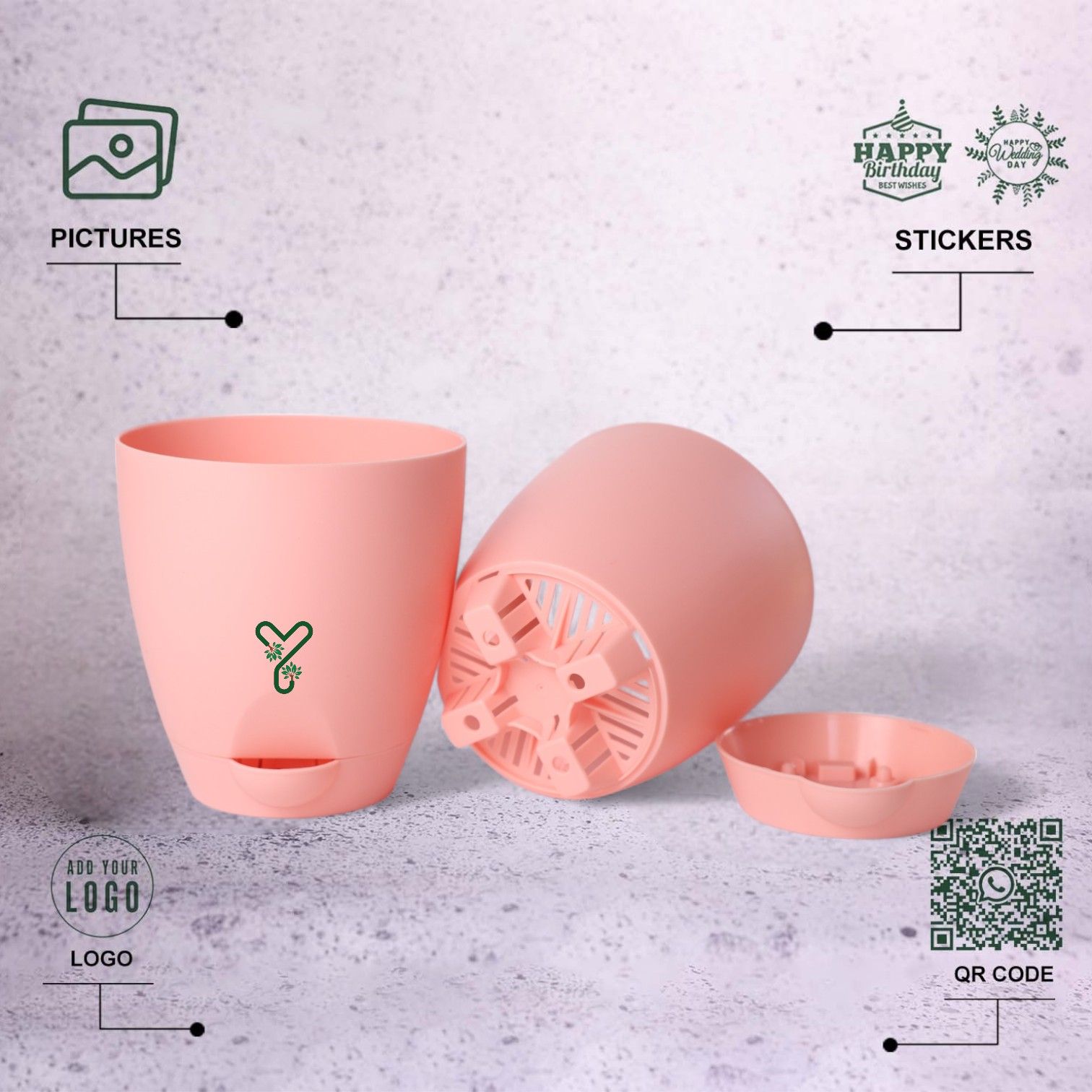 Peach Aqua Self Watering | 7inch Pot | Pack of 2_3