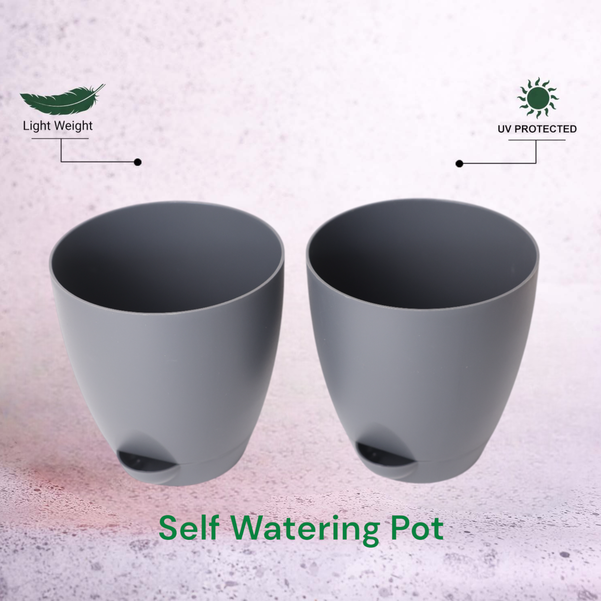 Grey Aqua Self Watering | 7inch Pot | Pack of 2_1