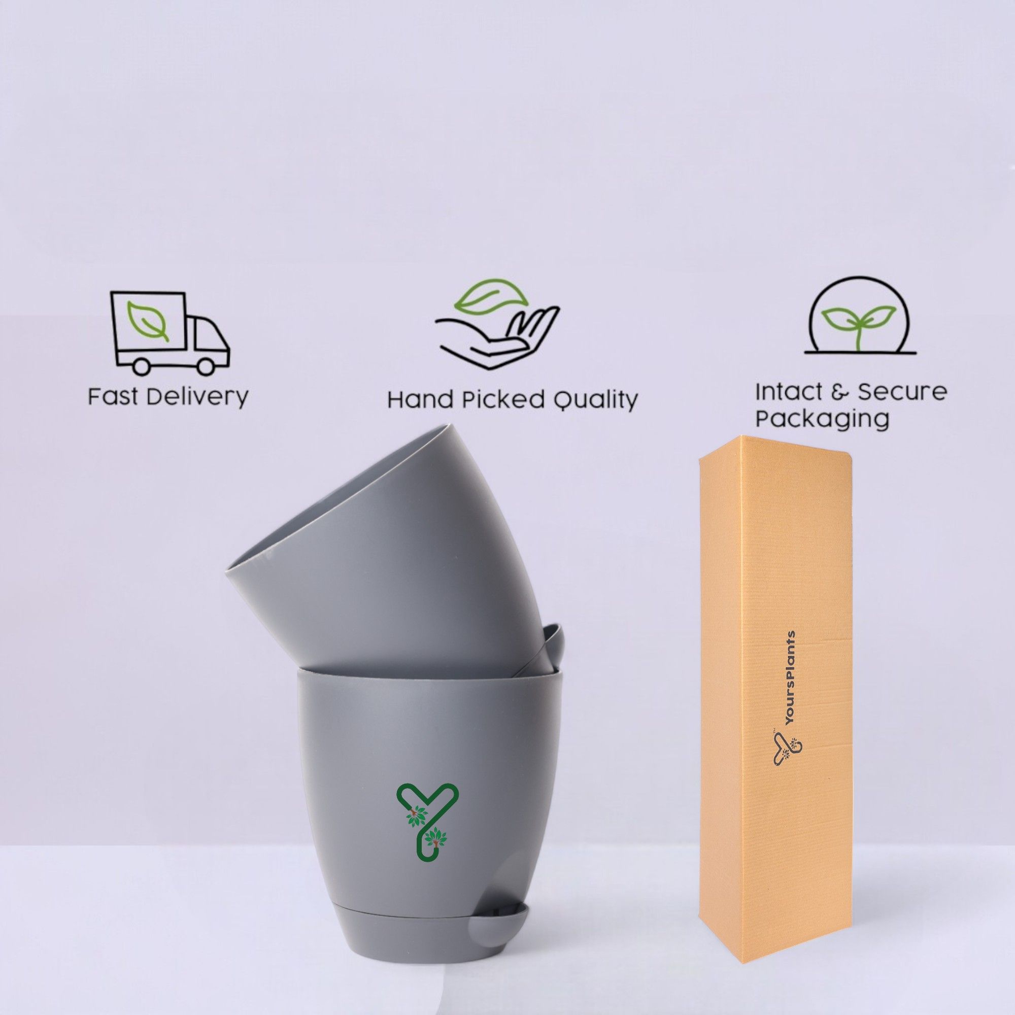 Grey Aqua Self Watering | 7inch Pot | Pack of 2_3