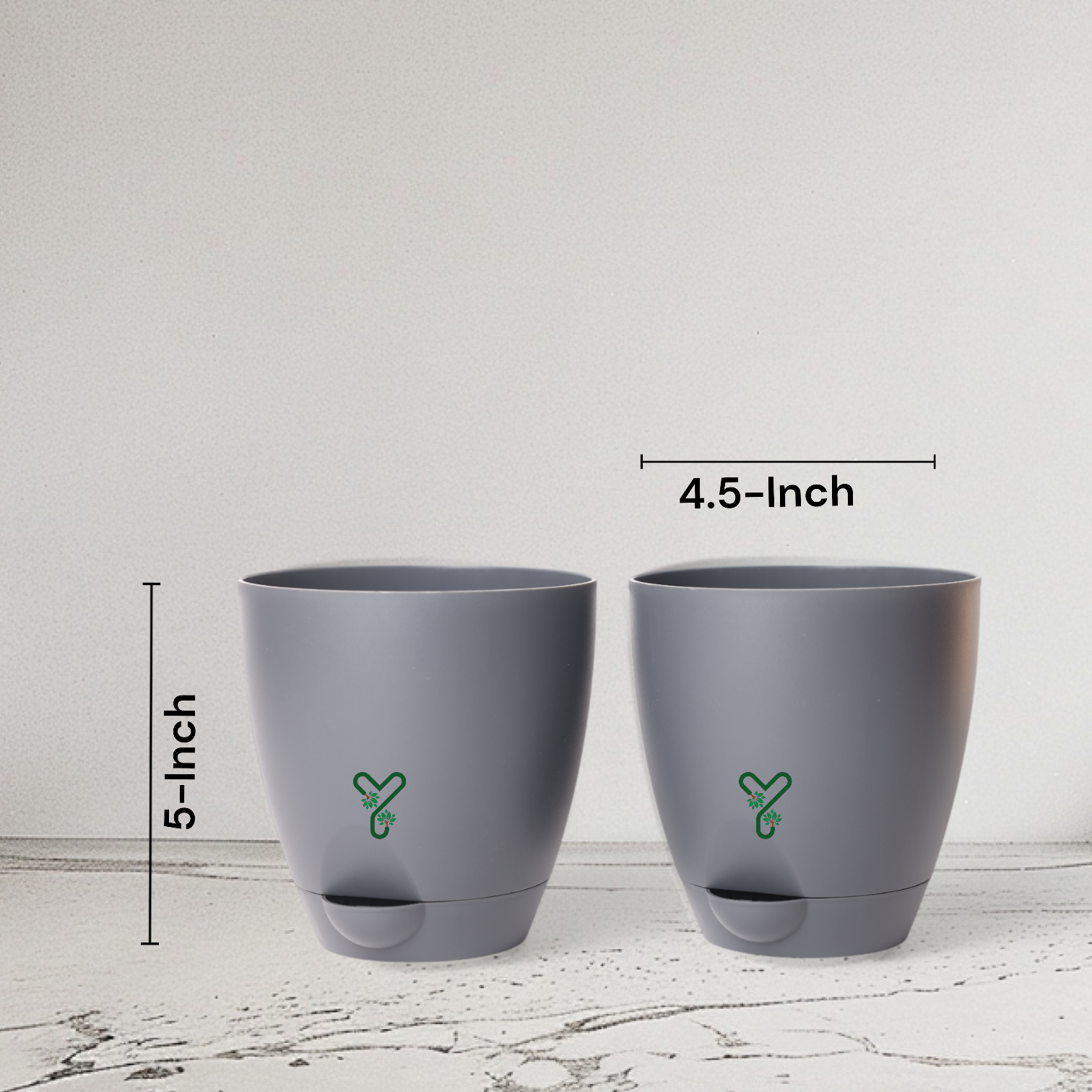 Grey Aqua Self Watering | 7inch Pot | Pack of 2_7