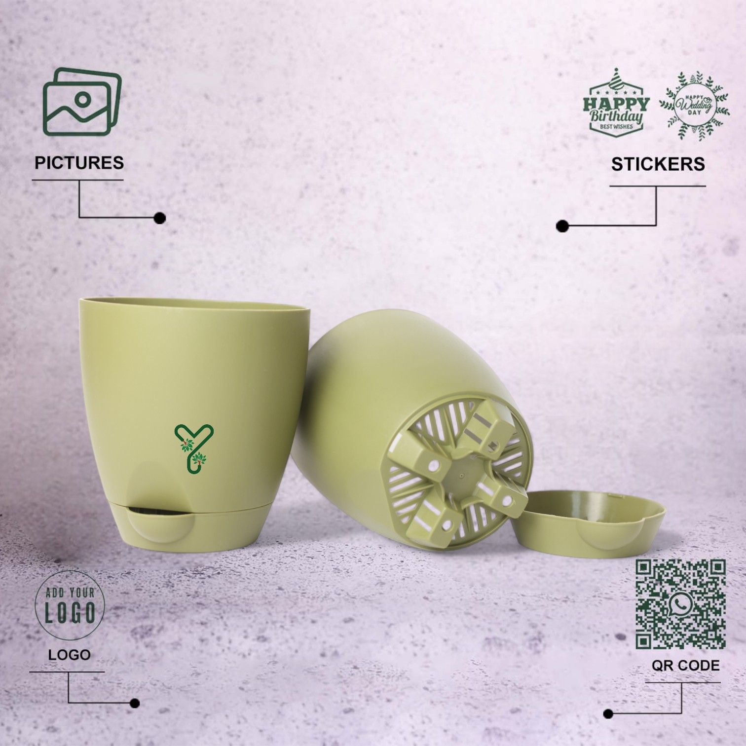 Olive Aqua Self Watering | 7inch Pot | Pack of 2_2