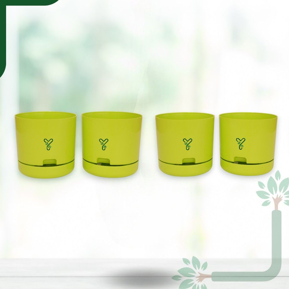Green | Bloom9 Self-Watering Pot | 5-Inch | {Free 1kg Organic Pot Mix} | Pack of 4_3