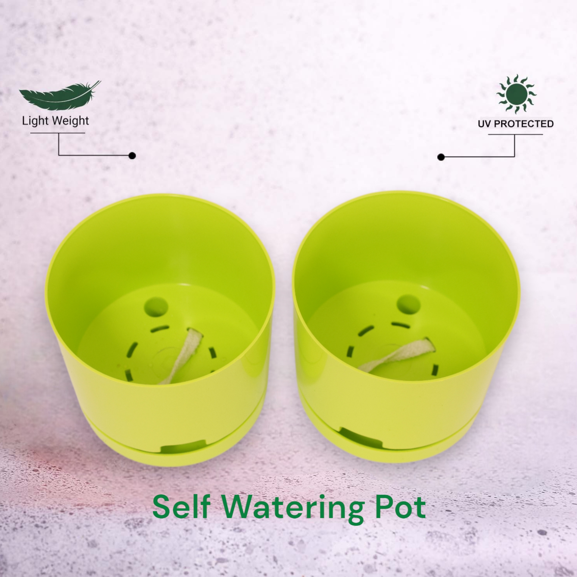 Green | Bloom9 Self-Watering Pot | 5-Inch | {Free 1kg Organic Pot Mix} | Pack of 4_4