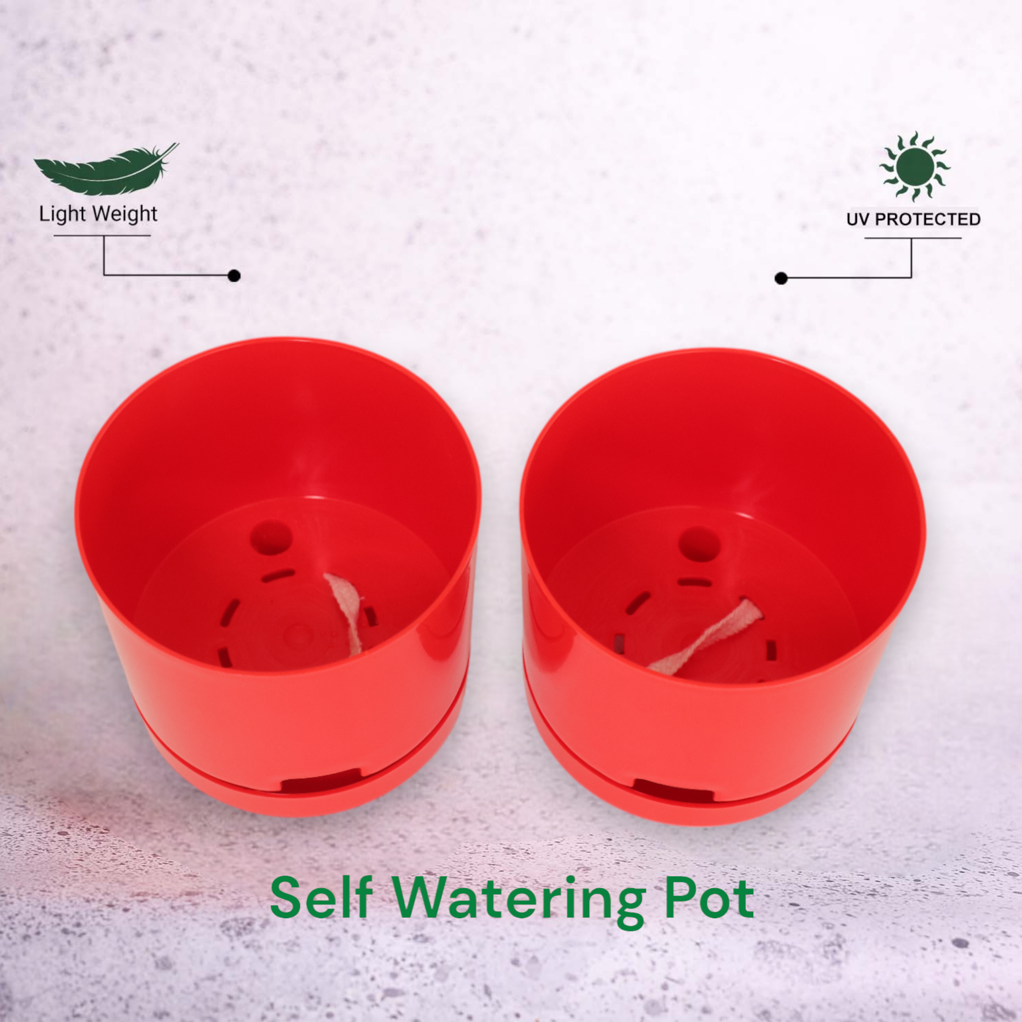 Red | Bloom9 Self-Watering Pot | 5-Inch | {Free 1kg Organic Pot Mix} | Pack of 4_4