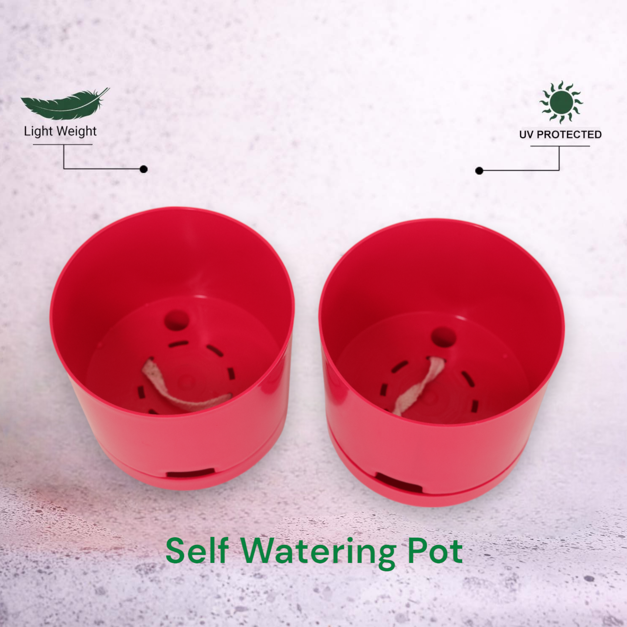 Pink | Bloom9 Self-Watering Pot | 5-Inch | {Free 1kg Organic Pot Mix} | Pack of 4_3