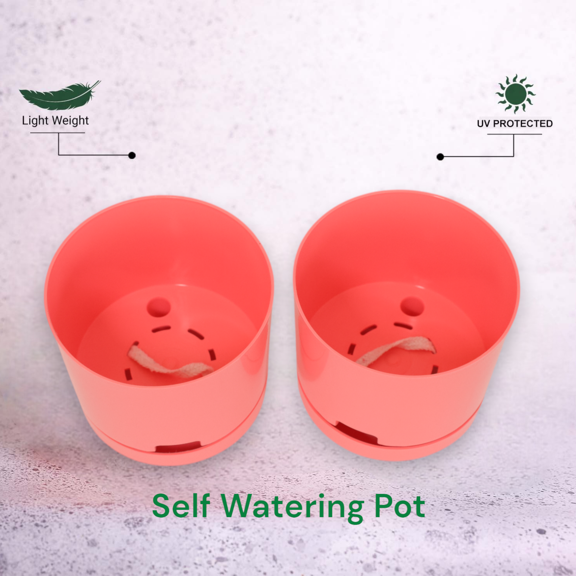 Peach | Bloom9 Self-Watering Pot | 5-Inch | {Free 1kg Organic Pot Mix} | Pack of 4_4