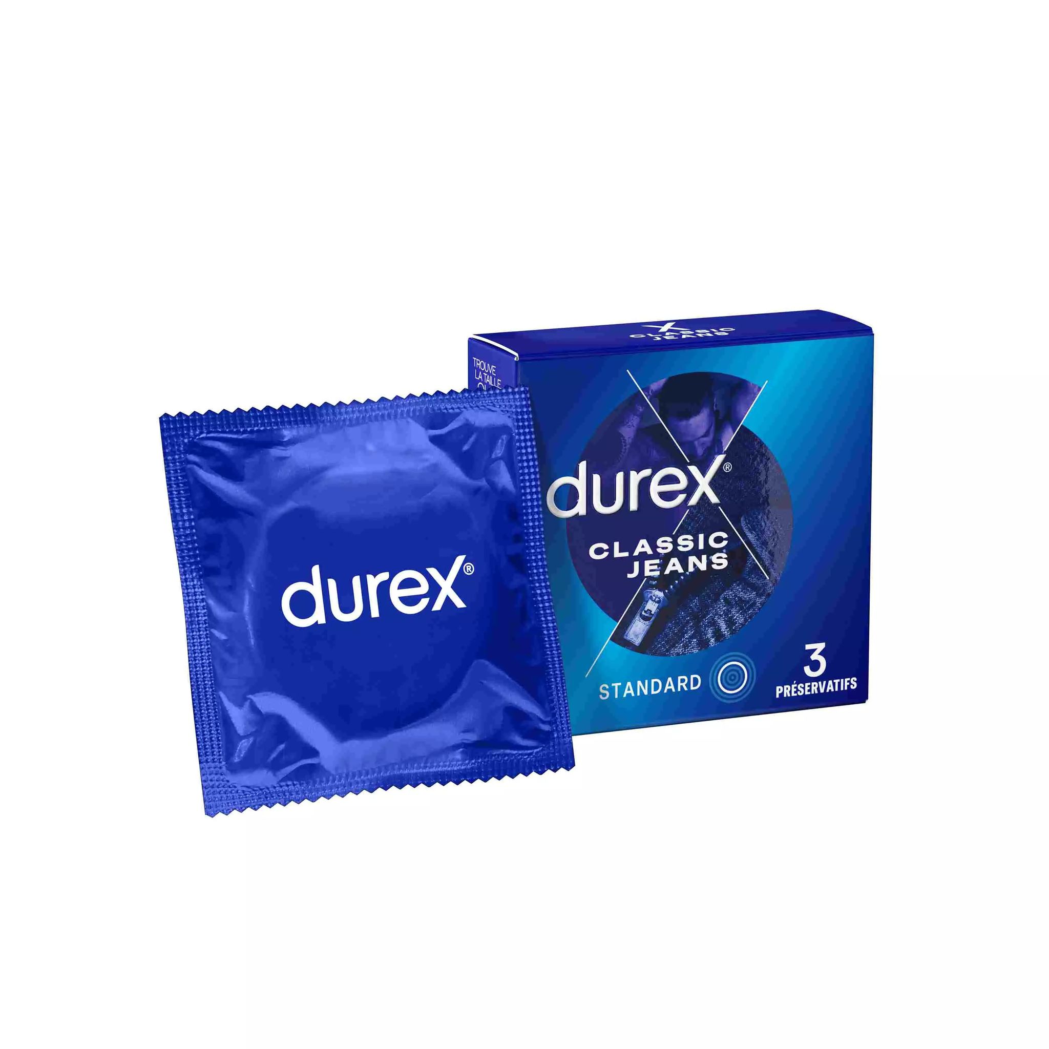Durex Classic Jeans - Préservatifs Lubrifiés Confort et Confiance, 3 Unités_0