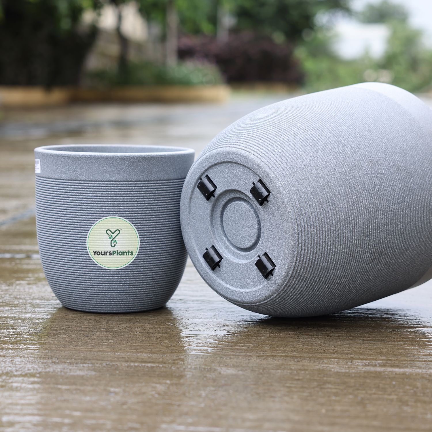 Milano Large Planters with Wheels | 12Inch Planter | Grey Stone_0