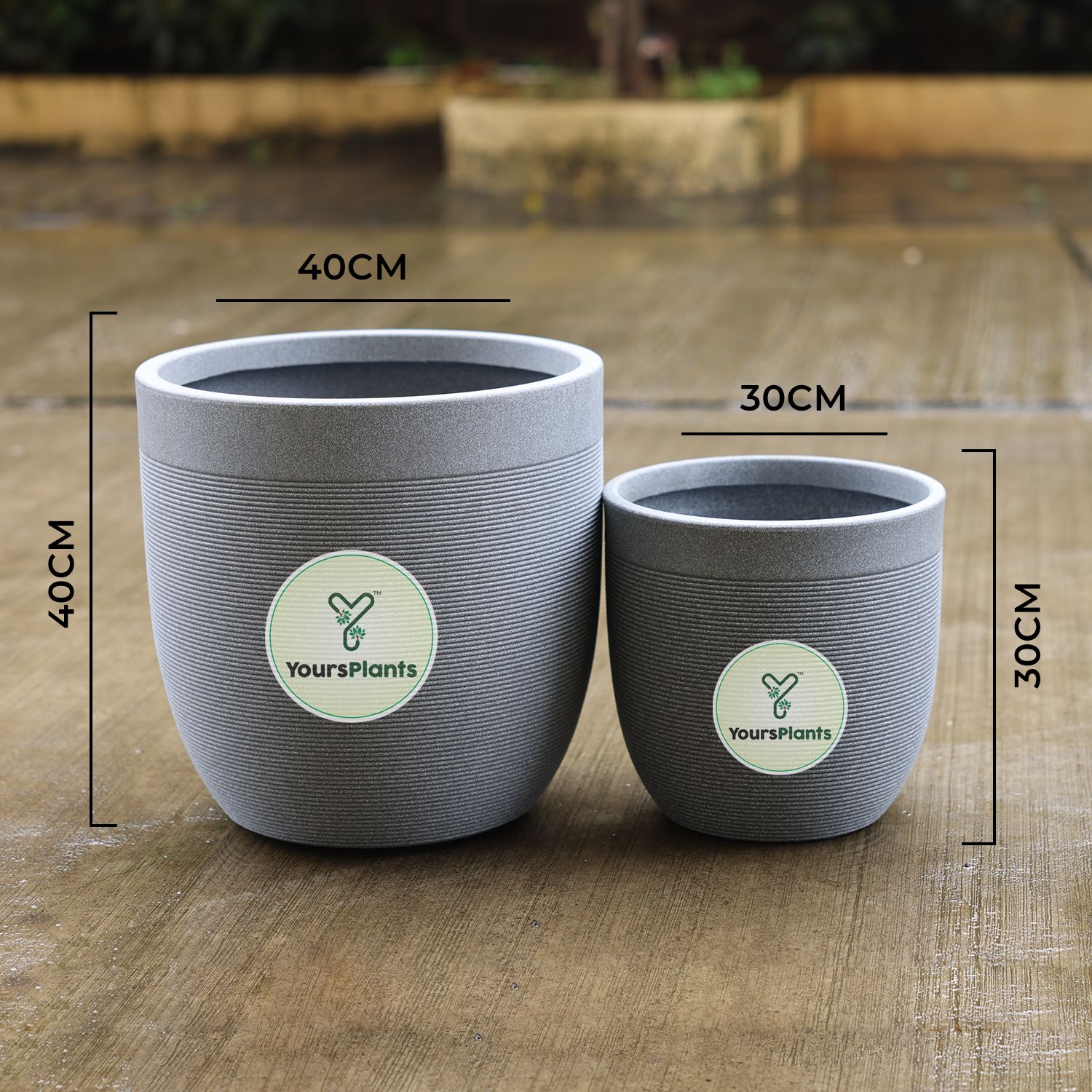 Milano Large Planters with Wheels | 12Inch Planter | Grey Stone_1