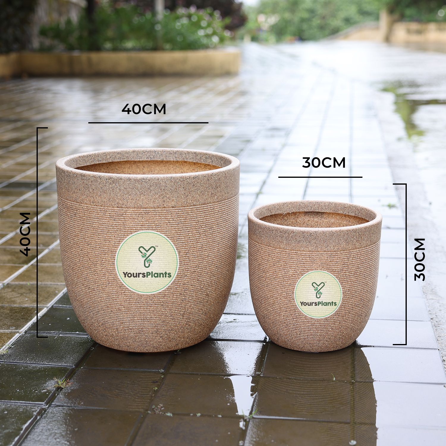 Milano Large Planters with Wheels | 12Inch Planter | Cream Stone _1