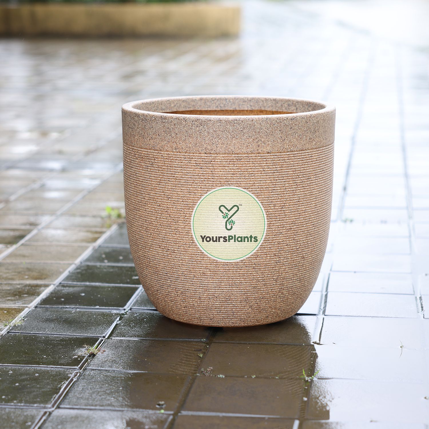 Milano Large Planters with Wheels | 12Inch Planter | Cream Stone _5