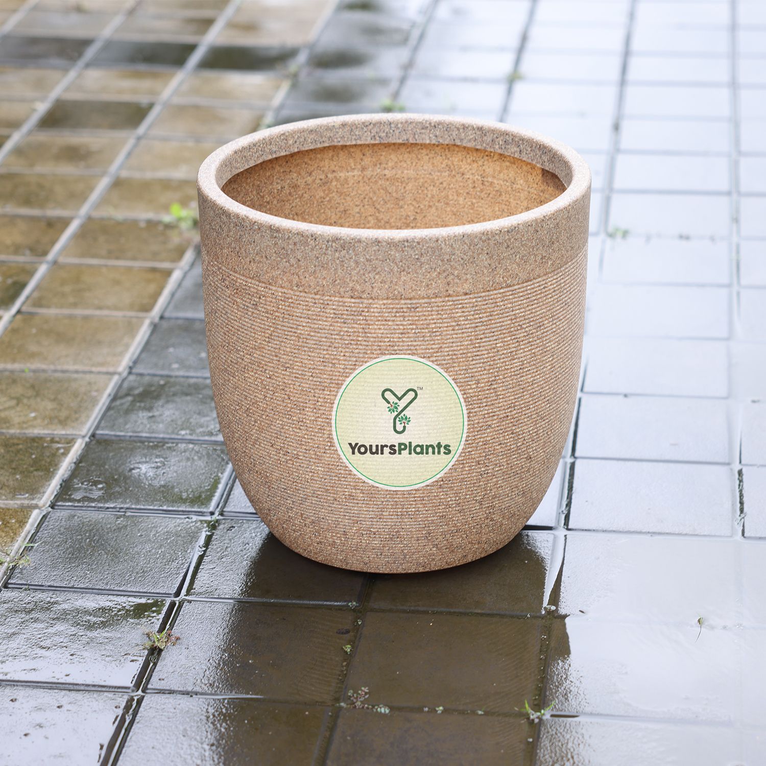 Milano Large Planters with Wheels | 12Inch Planter | Cream Stone _4
