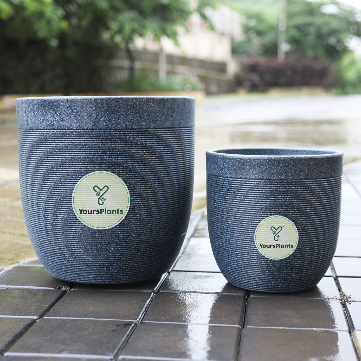 Milano Large Planters with Wheels | 12Inch Planter | Midnight Stone_0