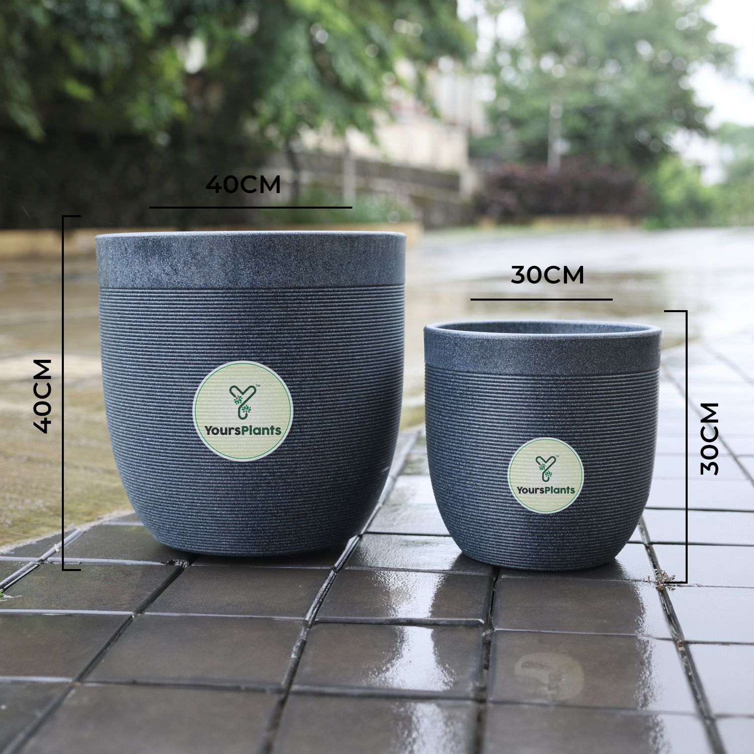 Milano Large Planters with Wheels | 12Inch Planter | Midnight Stone_1