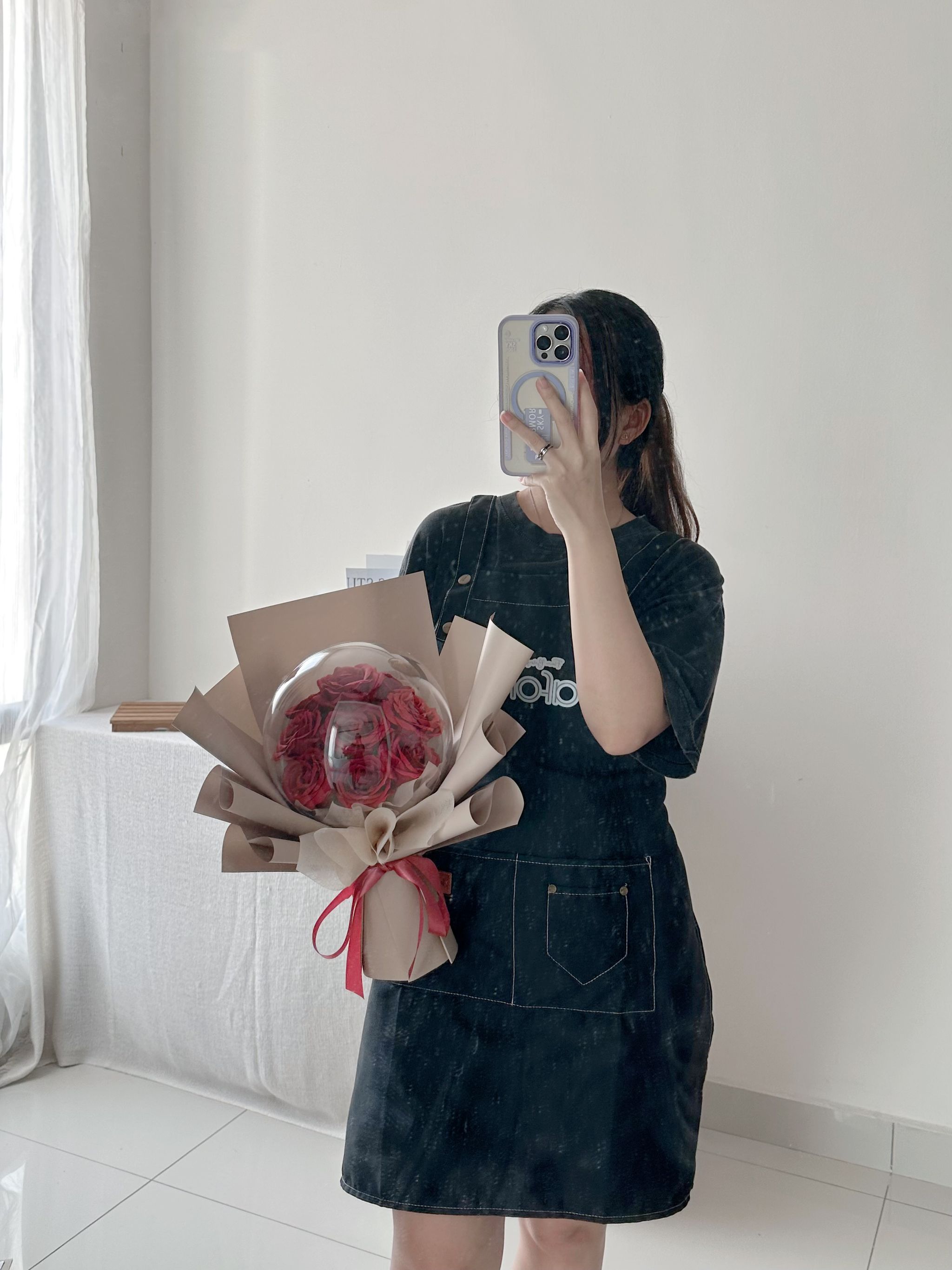 6 Stalk Soap Rose Big Acrylic Ball Bouquet _1