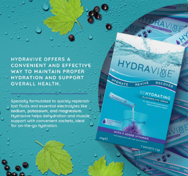 Hydravive Rapid Rehydration Electrolytes Powder - 21 Pack Blackcurrant_1