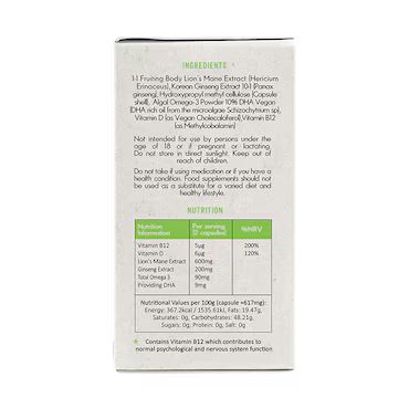 Grass & Co. FOCUS Lion's Mane Mushrooms with Ginseng + Omega-3 60 Vegan Capsules  _1