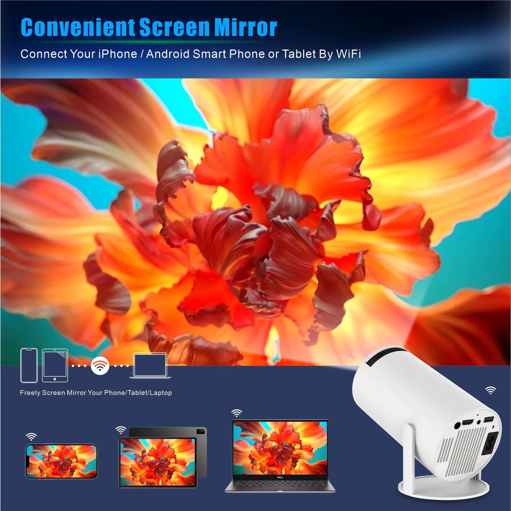 Tripsky Hy300 Pro Projector HY320 Mini 4k Smart Android 11 Home Theater Projecteur Portable HD Proyector Smart Projector_3