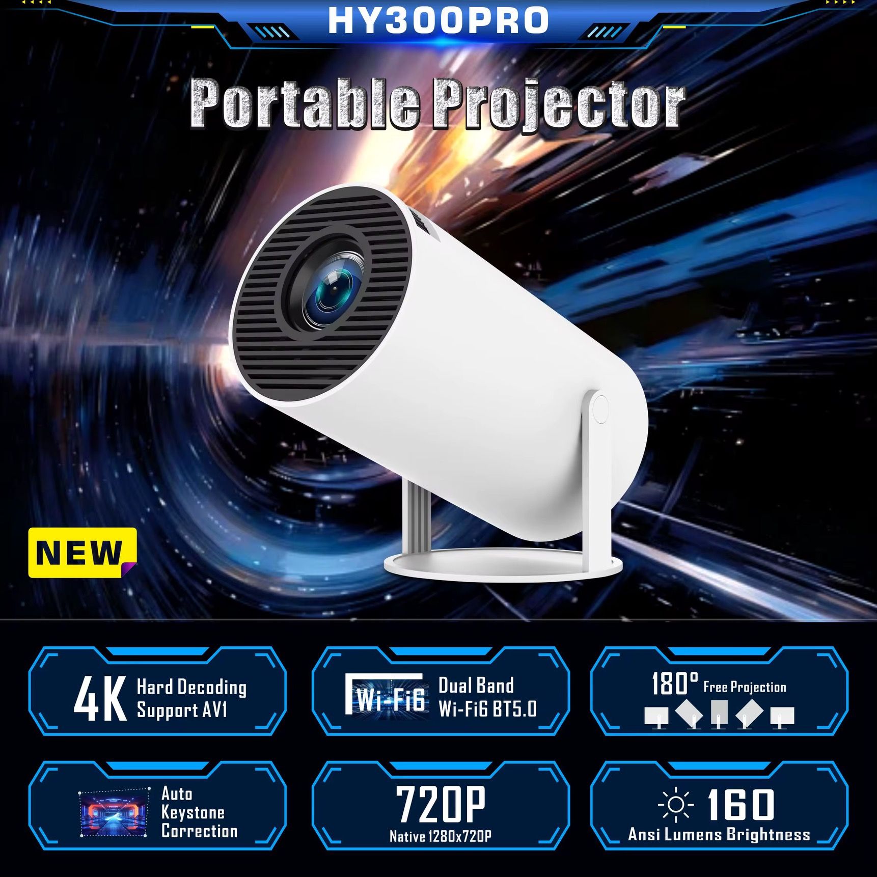 Tripsky Hy300 Pro Projector HY320 Mini 4k Smart Android 11 Home Theater Projecteur Portable HD Proyector Smart Projector_1