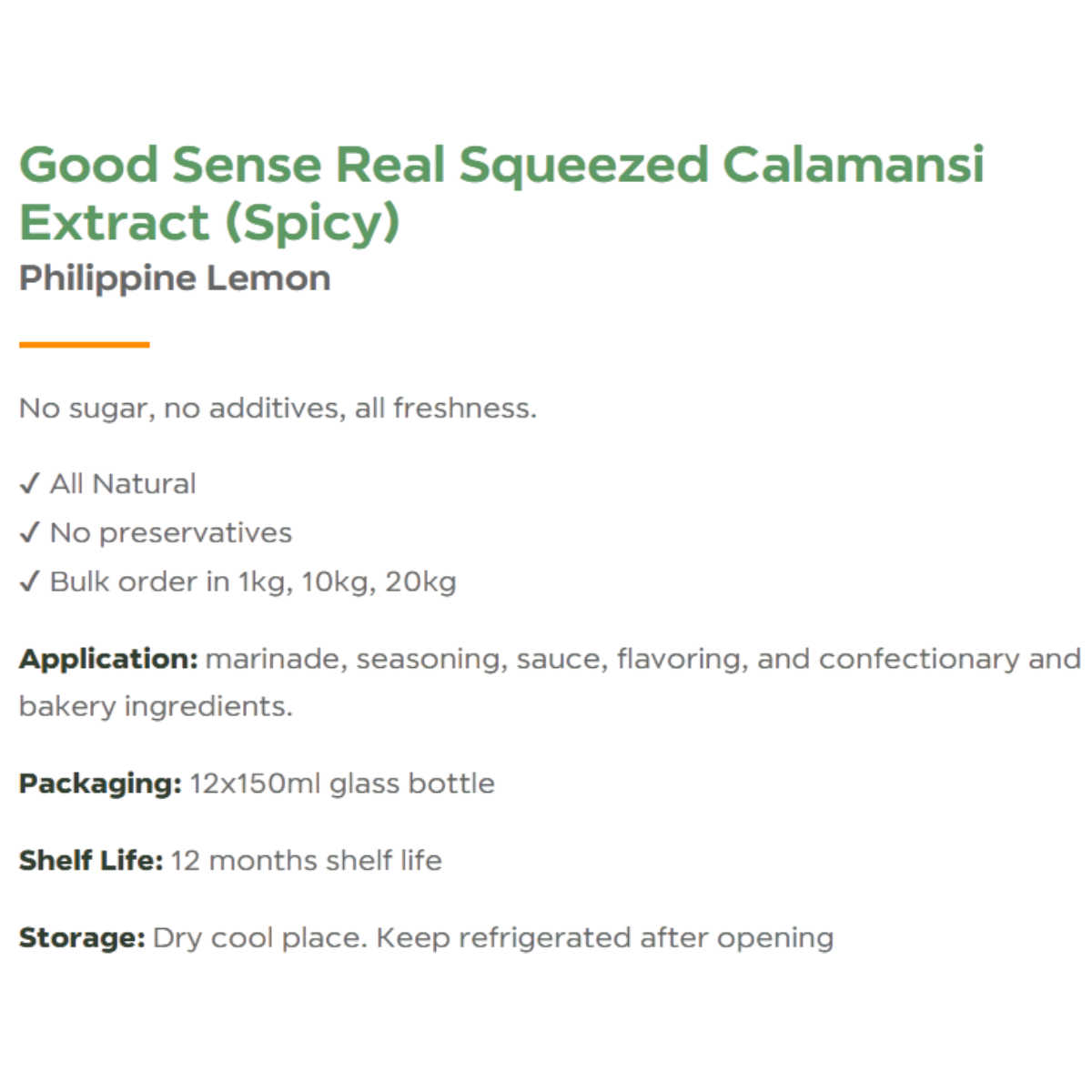 Good Sense Real Squeezed Calamansi Extract (Spicy) Philippine Lemon 150ml._1