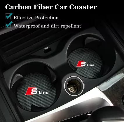 2Pcs Car Coasters Waterproof Slot Pads For Audi S-line (10007291)_0