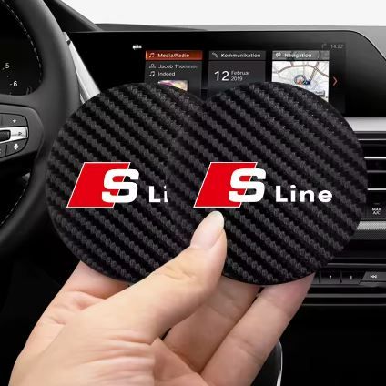 2Pcs Car Coasters Waterproof Slot Pads For Audi S-line (10007291)_2