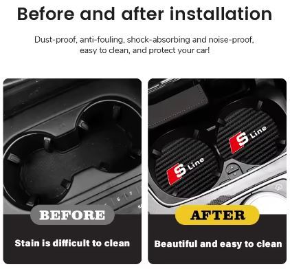 2Pcs Car Coasters Waterproof Slot Pads For Audi S-line (10007291)_3