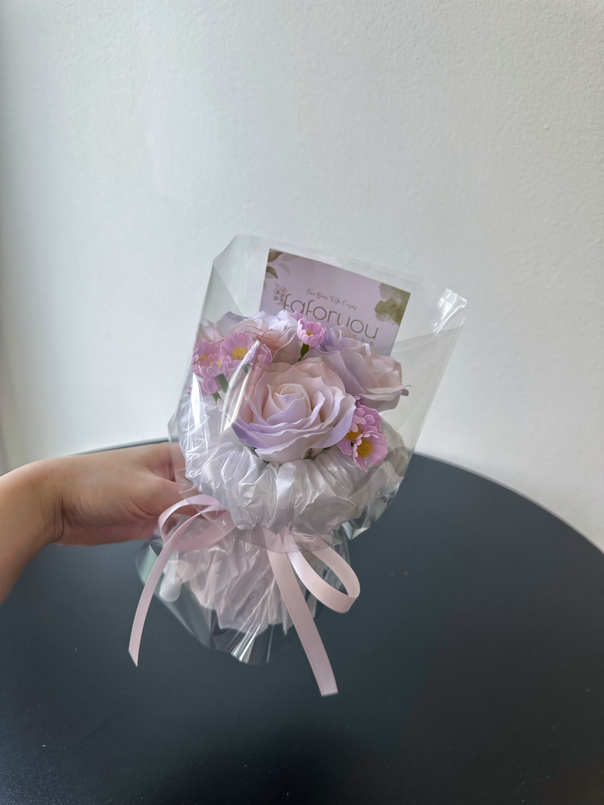 3 Stalk Soap Rose Daisy Round Bouquet  _1