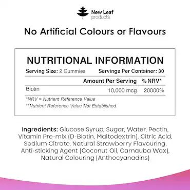 New Leaf Products Biotin Vitamin B7 60 Gummies_1
