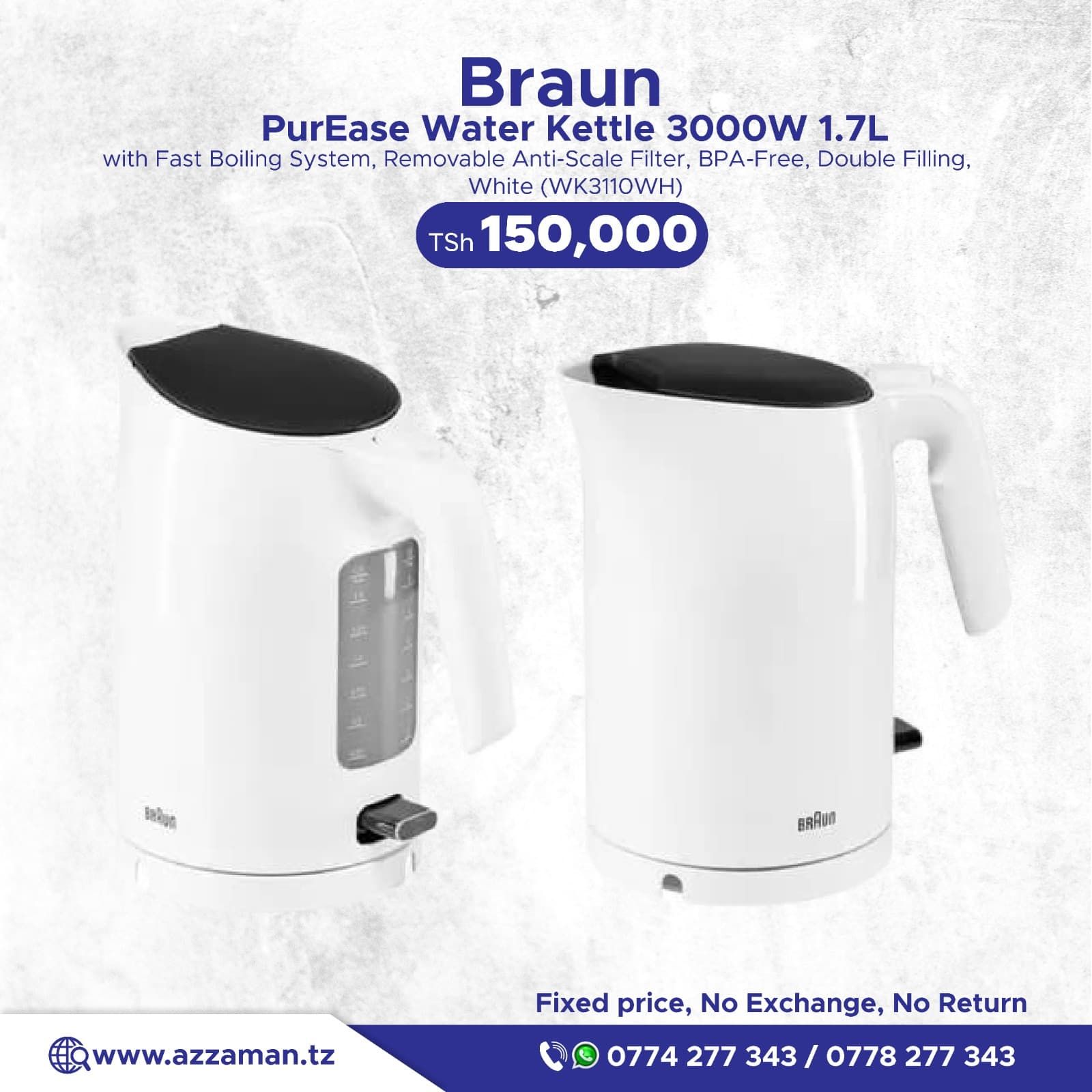 Braun Water Kettle 3000W 1.7L, -White - (WK3110WH)_0