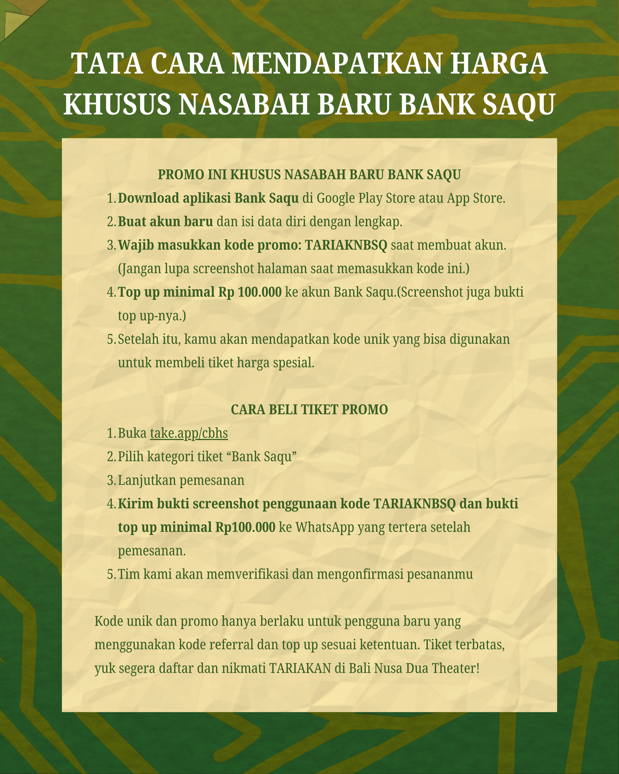[BANK SAQU REGISTRATION] TIKET PERTUNJUKAN TARI TARIAKAN "IRAMA DARI DEWATA"_1