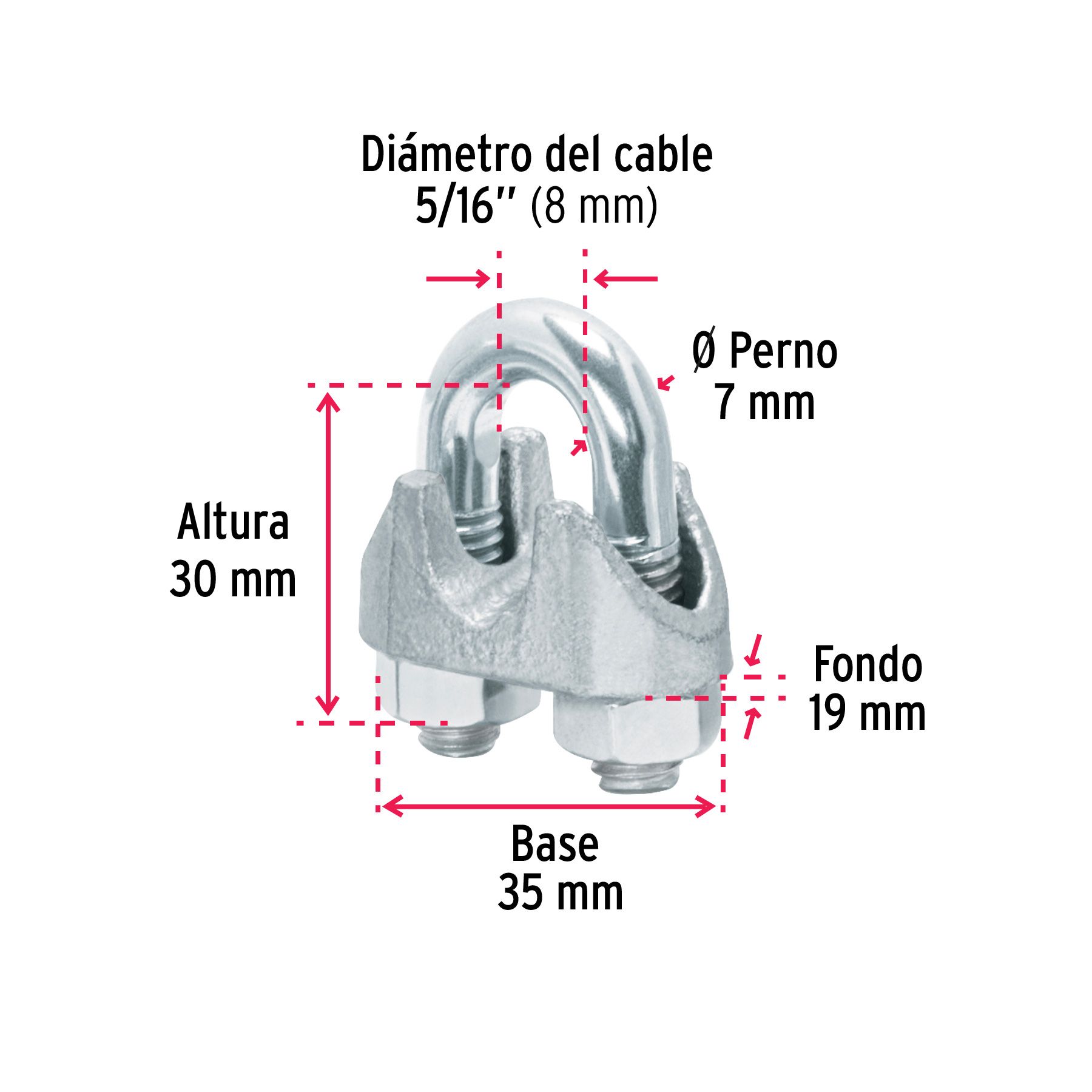 Blíster c/2 nudos (perros) de hierro p/cable de 5/16', FIERO_1