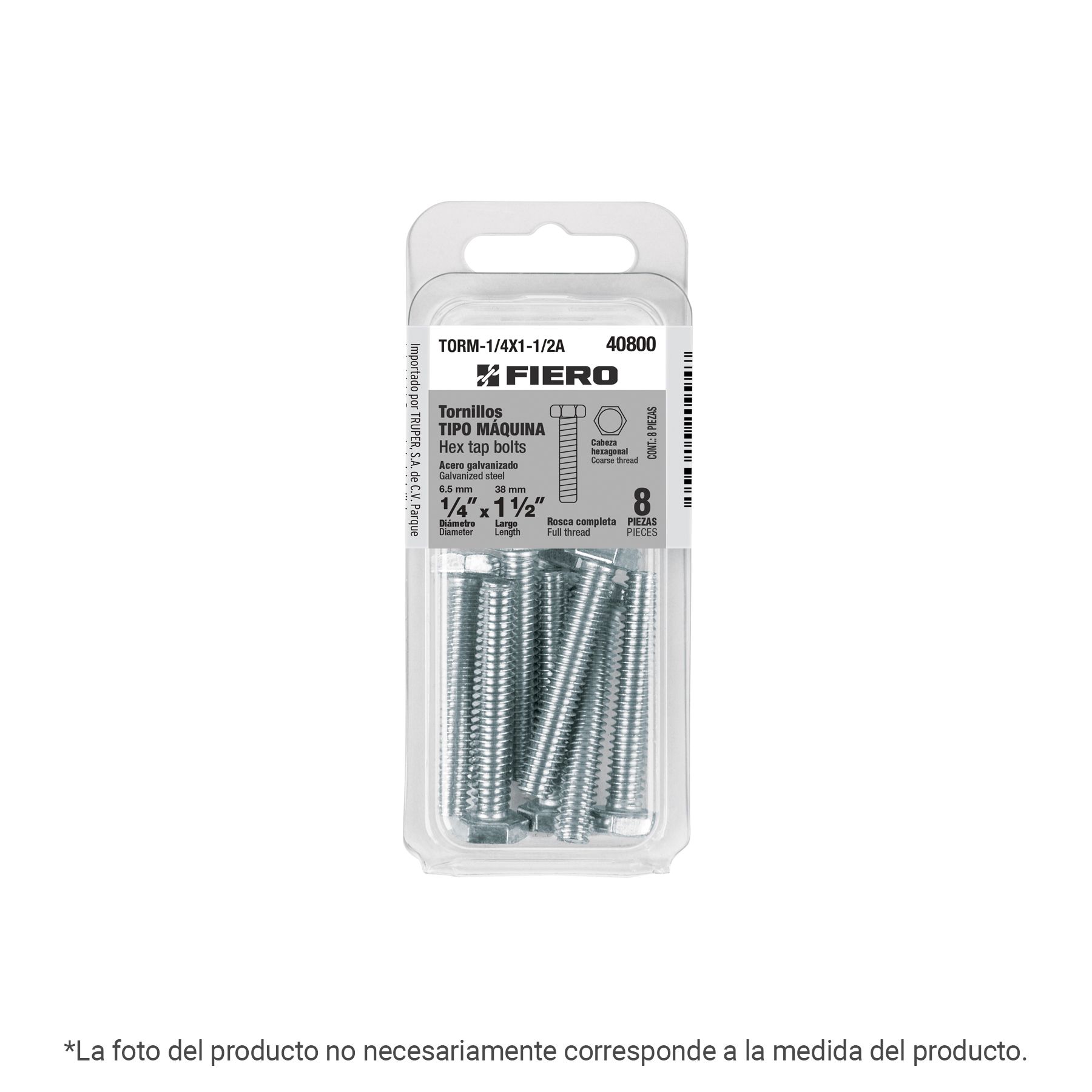 Blíster con 4 tornillos 5/16' x 2' tipo máquina, FIERO_0