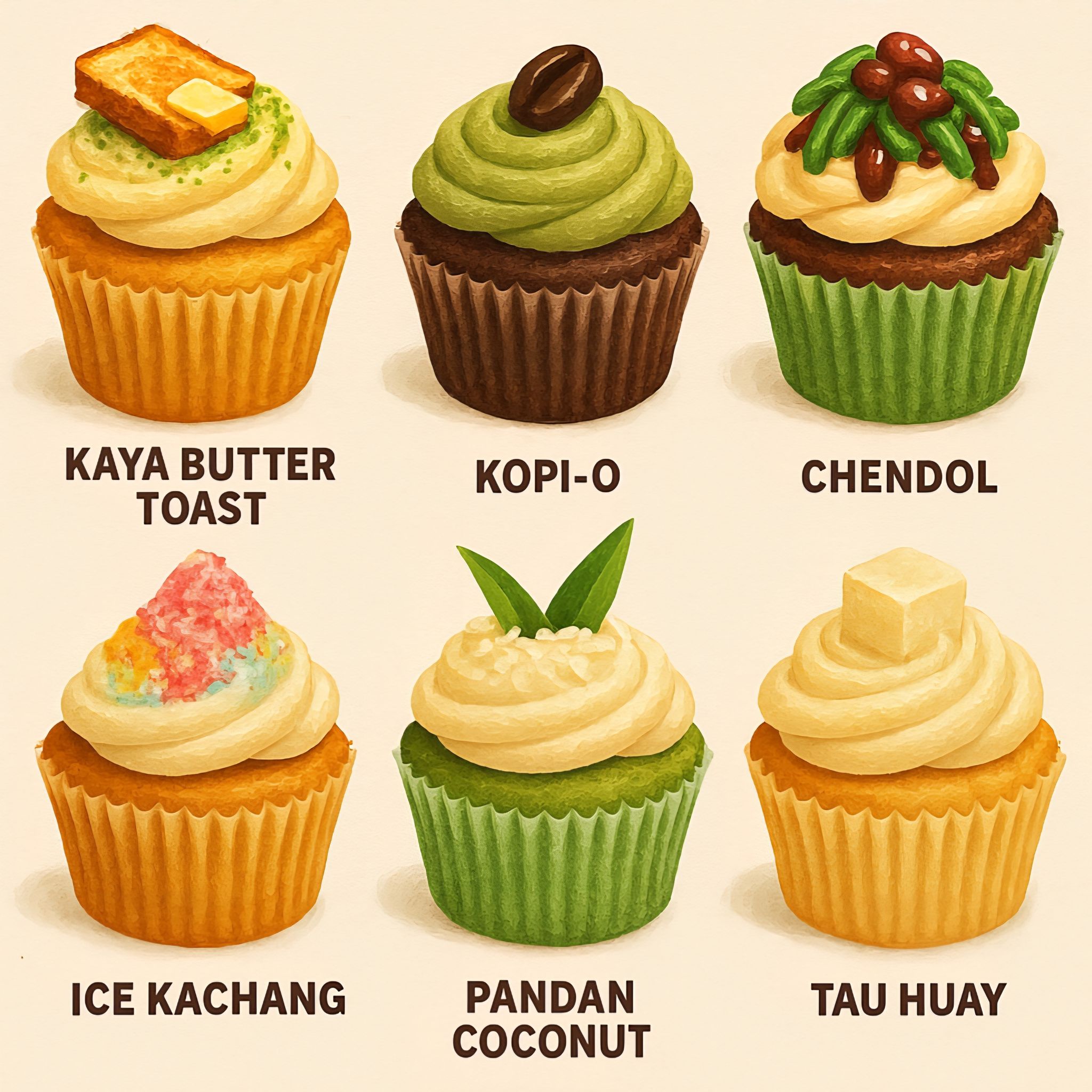 SG60 Cupcakes, Set of 6 - one each flavour_0