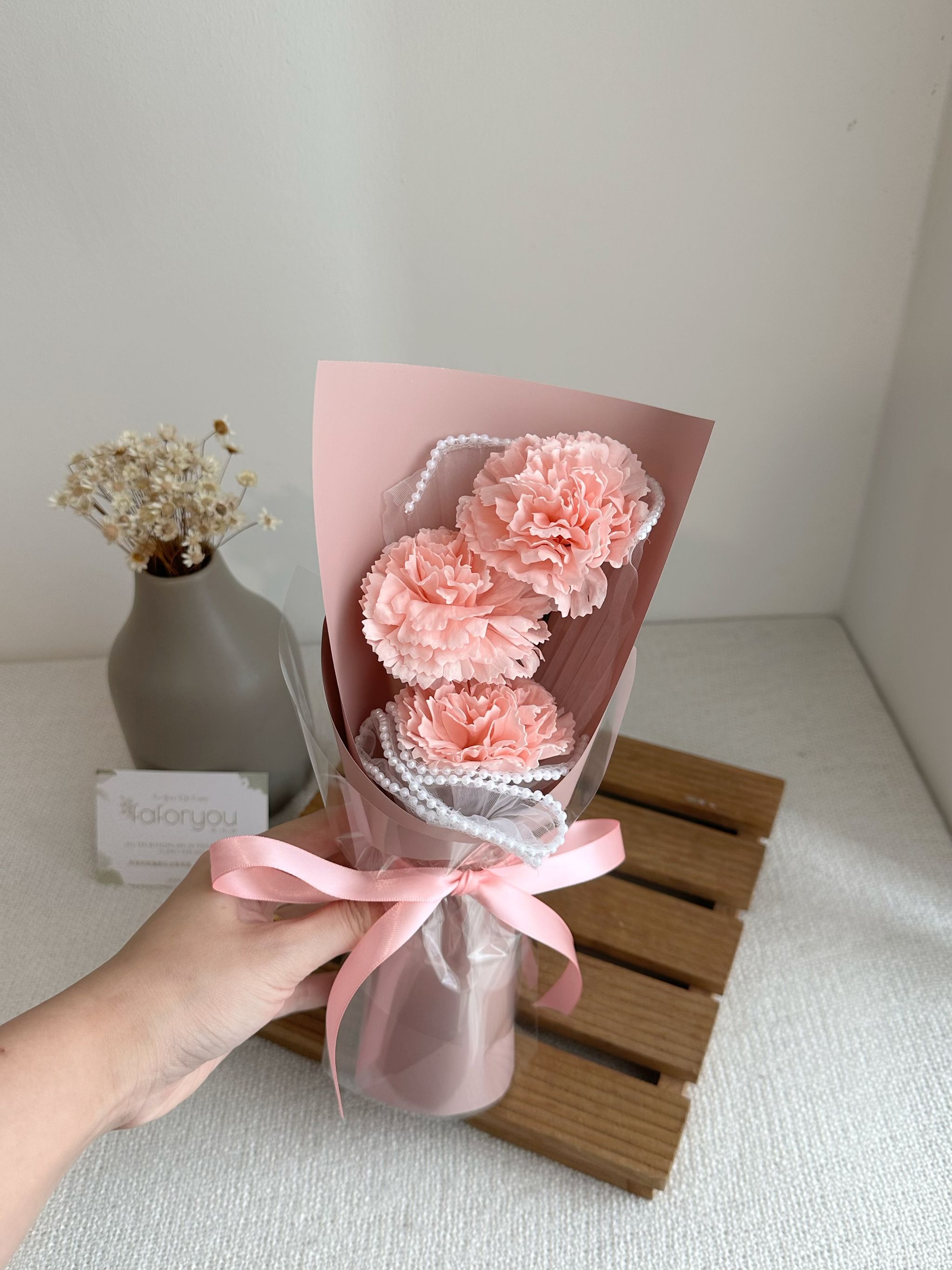 3 Stalk Soap Carnation Bouquet  _1