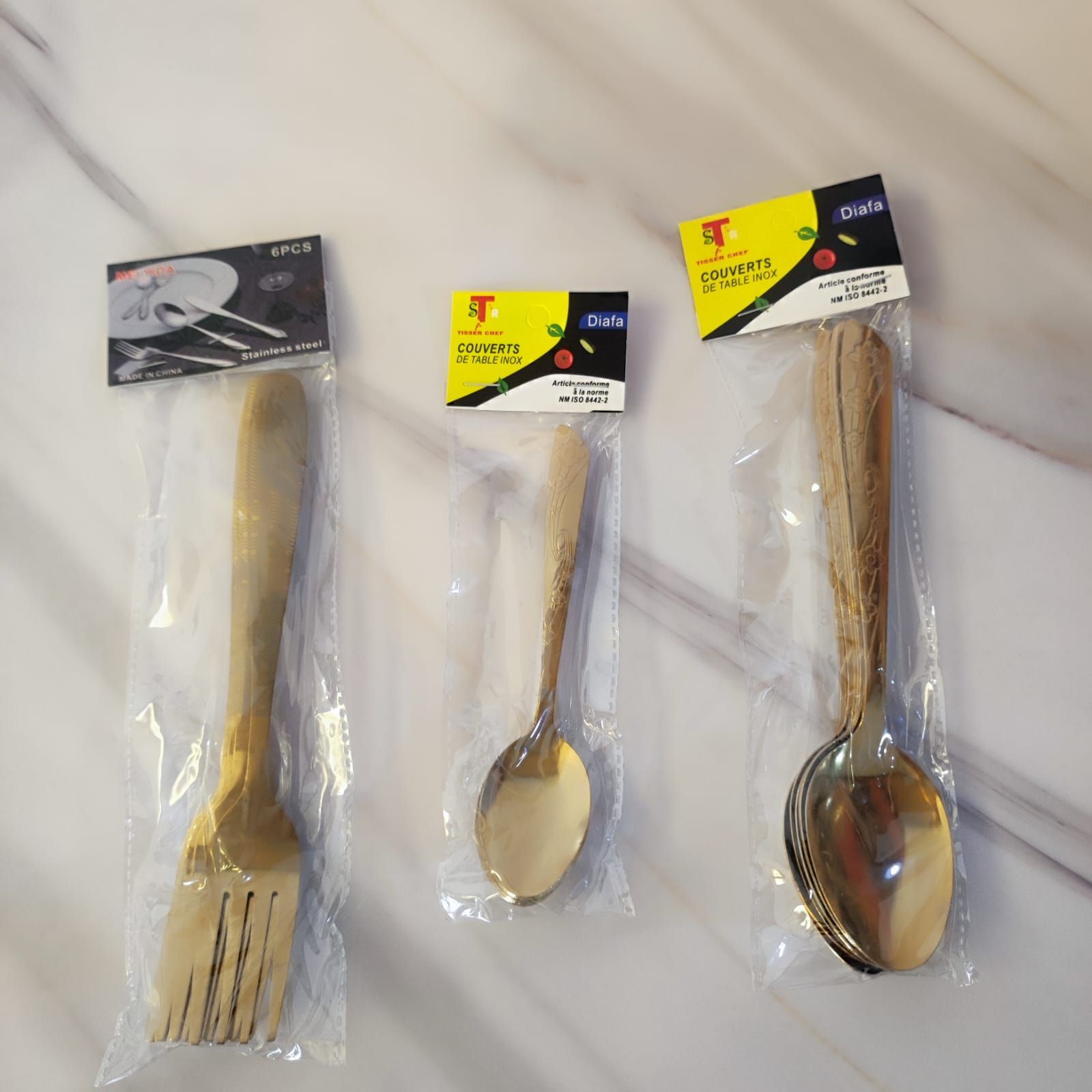 Set de 6 Cuillères Grandes en Or - طقم 6 ملاعق كبيرة بالذهب_0