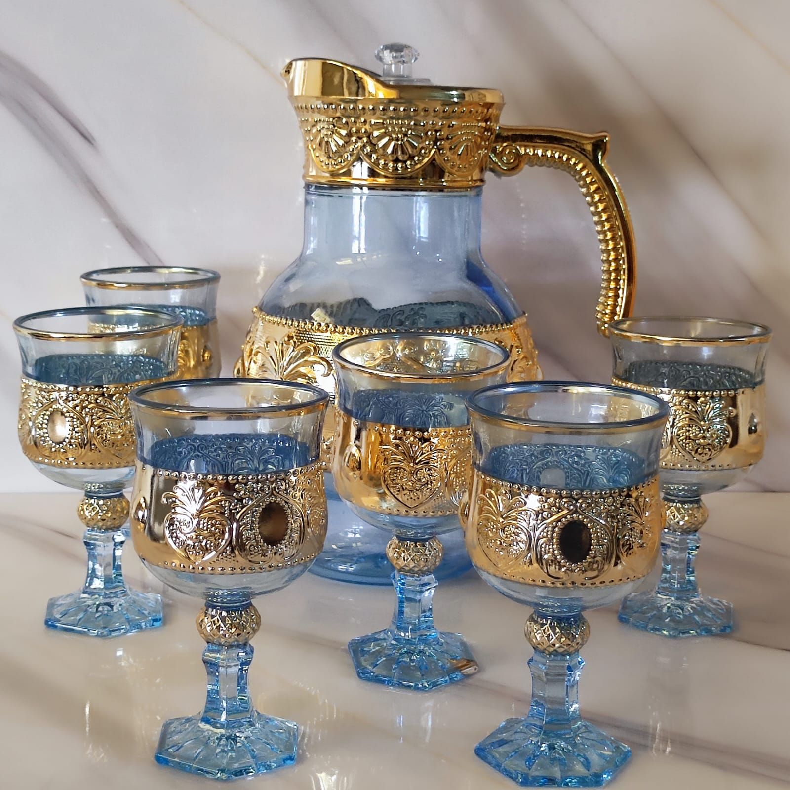 Set de 7 Verres en Verre Élégants - طقم 7 كؤوس زجاجية راقية_0