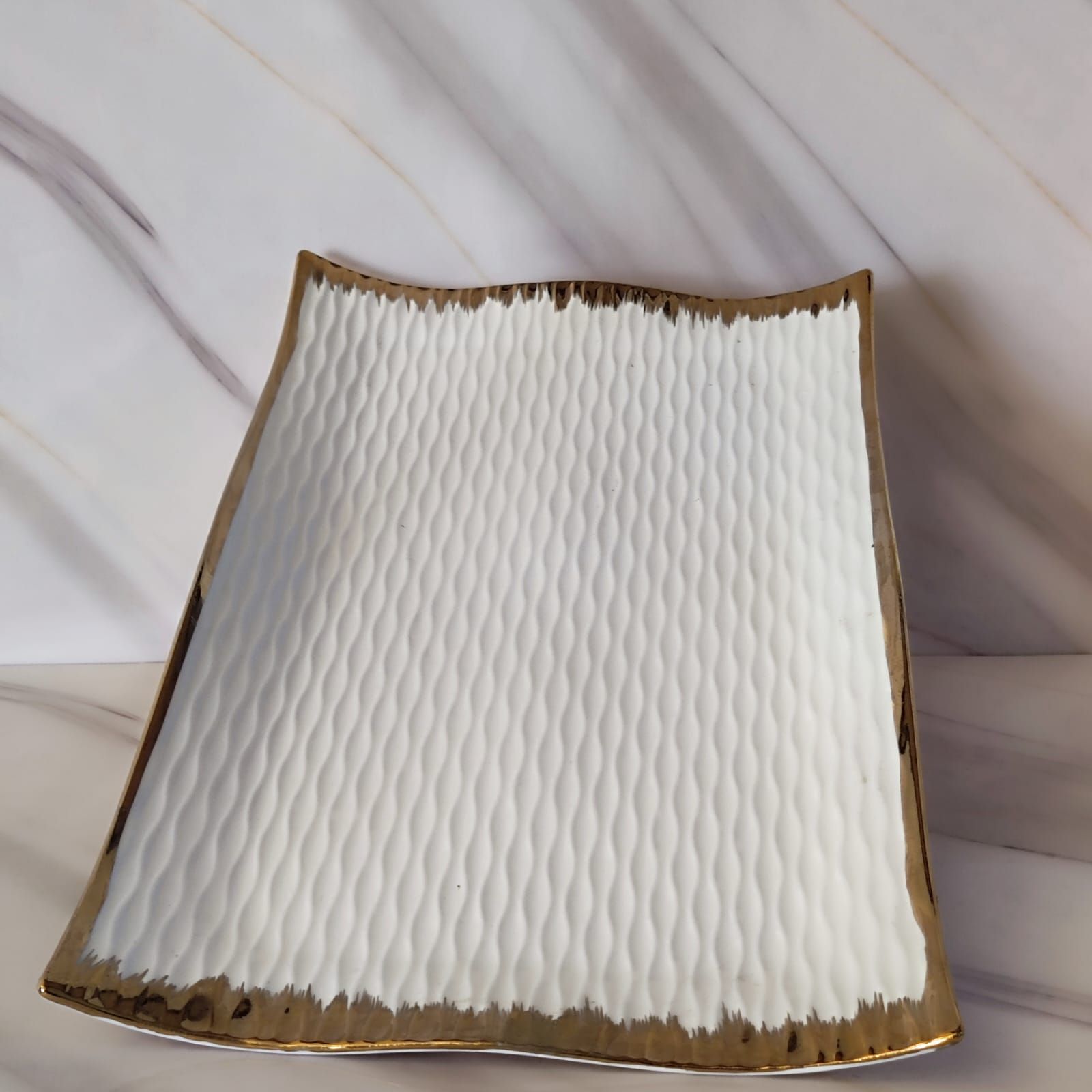 Assiette rectangulaire 16 pouces -40cm Grande Assiette Dorée - أطباق مستطيلة 16 إنش -40سم طبق جانبي ذهبي_0