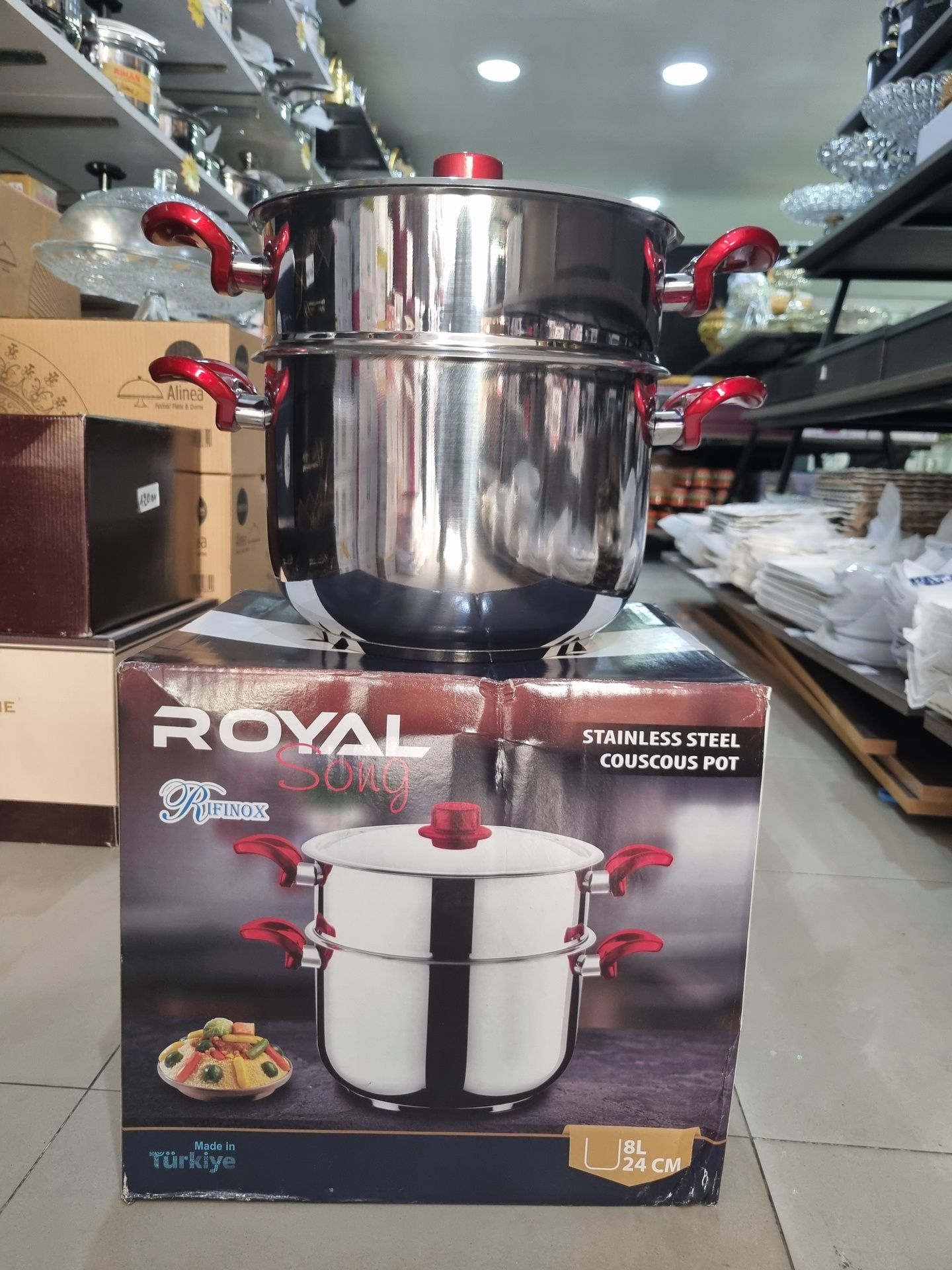 Couscoussier inox 10L Royal RIFINOX - كوسكوسي 10 لتر مكون من الفولاذ المقاوم للصدأ رويال ريفينوكس_0